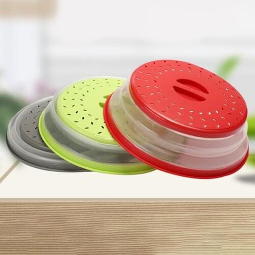 Hollow-out Drain Basket with Handle Essential Tools Microwave Splash-proof Cover Collapsible Food Cover