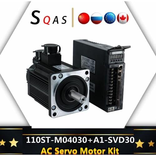 Free shipping and fast delivery 110ST-M04030 / 1200W / 220v / Speed: 3000 rpm + A1-SVD30 AC Servo Drive Kit