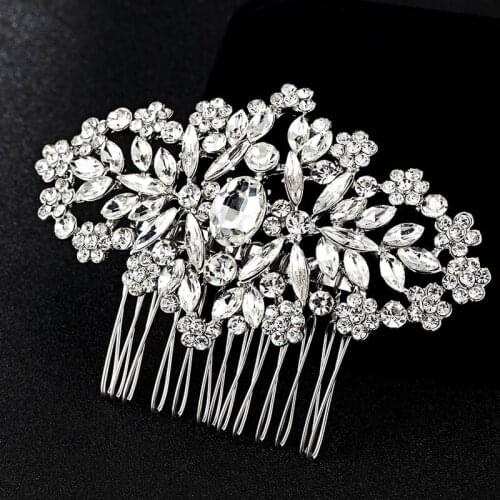 Blucome New Arrval Bridal Hair Jewelry Hair Combs Accessories Women Hairpins Tiara Rhinestone Head Jewelry for Bridal Gifts