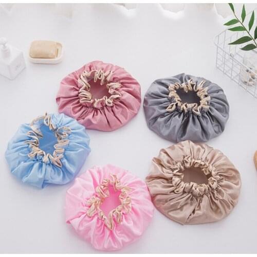 Household double-layer waterproof shower cap PEVA thickened womens oil-proof shampoo cap Shower cap Shower cap