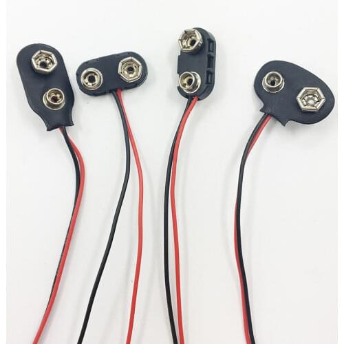 10Pcs Snap on 9V Battery Holder Clip Contor Hard Shell 10CM Cable Lead