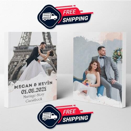 Photo Guestbook Custom Acrylic with White Blank Guestbook Wedding Signature Guest Book Personalized Event & Party Decor Favor