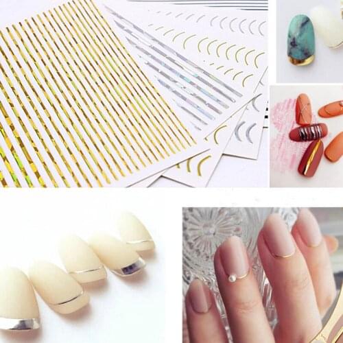 HOT SALE 3D Nail Stiker Gold Silver Tape for Nail Art Sticker Metal Strip Tape Multi-size 3D DIY Decal Manicure Tips Decoration