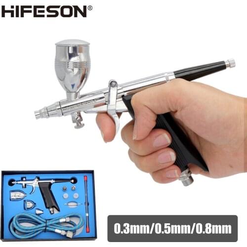 HIFESON Pneumatic Spray Gun Pneumatic Mini Spray Gun Tool 0.3/0.5/0.8mm Nozzle Spray Gun Pen for Automotive Commercial Paint