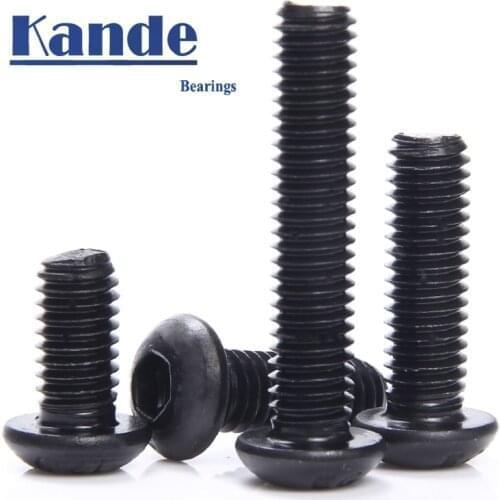 KANDE 20pcs 50pcs Black M2 M2.5 Blacken Carbon steel 10.9 Grade Round Head Screws Mushroom Hexagon Hex Socket For Laptop parts