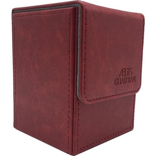 AEGIS GUARDIAN Leather Premium Top Loading Card Box For Trading Card Game TCG Deck Case: Red