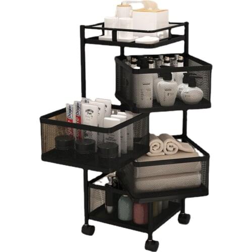 Kitchen Vegetable Rotating Shelf Multi Layer Square Bathroom Household Dish Basket Fruit And Vegetable Storage Rack Space Saving