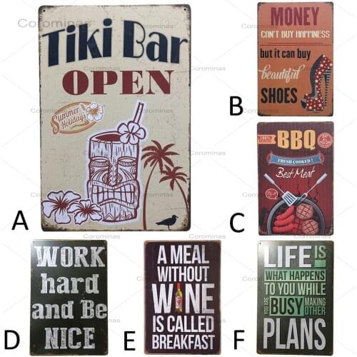 European And American Retro Metal Paintings Hanging Metal Poster Bar Pub Club Cafe Home Garage Casino Plate Wall Decor 20x30cm