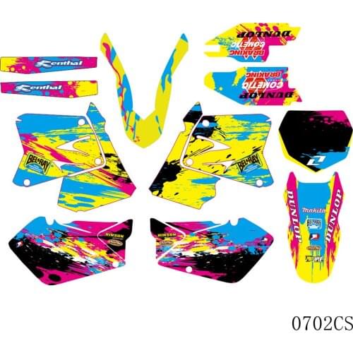 Full Graphics Decals Stickers Motorcycle Background Custom Number Name 3M For SUZUKI RM 125 250 RM125 RM250 2001-2012