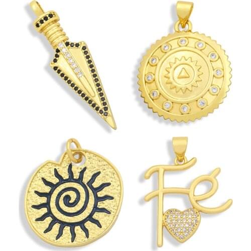 OCESRIO Brass Cubic Zirconia Shield and Spear Pendants Fe Pendant Medallion Pendant Jewelry Accessories Jewelry Creation pdta394