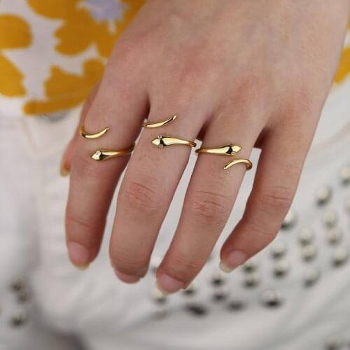 Wholesale minimal delicate Gold color cute animal women open knuckle finger ring resizable