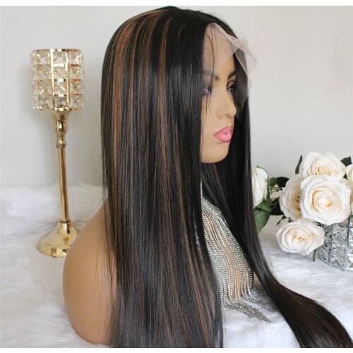 Lace Frontal Wig Synthetic Wigs Middle Part Highlight Wig Colored Pre Plucked Ombre Wig For Women