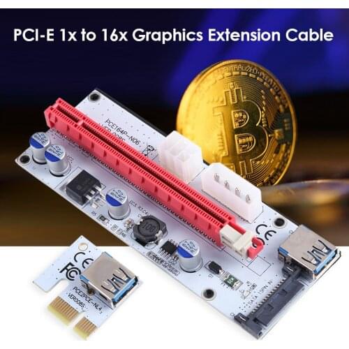 PCI-E GPU Riser Card 6Pin Power PCI Express 1X to 16X Extender Multiplier Hub Adapter for Bitcoin Mining Miner BTC Devices