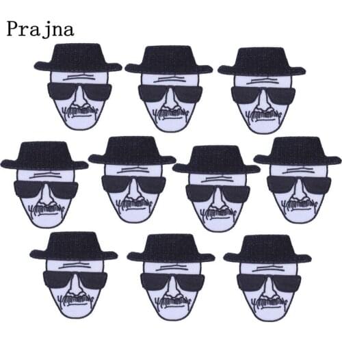 Prajna 10PCS Set Patch Black People Parches Embroidery Punk Iron On Patches For Clothes Sew Clothing Stickers DIY Applique Badge