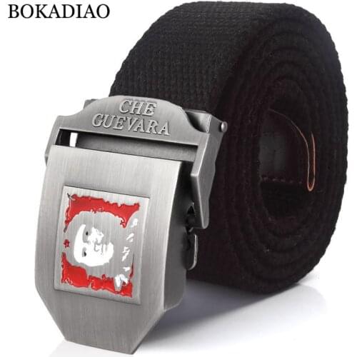 BOKADIAO Men&Women Military Canvas belt Che Guevara Metal buckle jeans belt Army tactical belts Men luxury waistband strap male