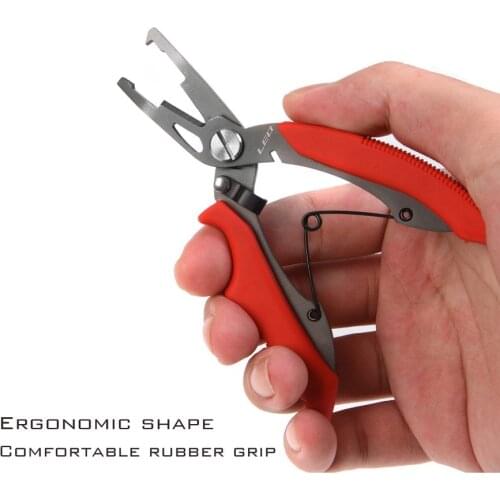 Leo Fishing Pliers 28092 Red Crooked Jaw Lure Plier Comfortable Rubber Grip Fishing Tools Pesca Fish Grip Lure Bait Ring Clamp