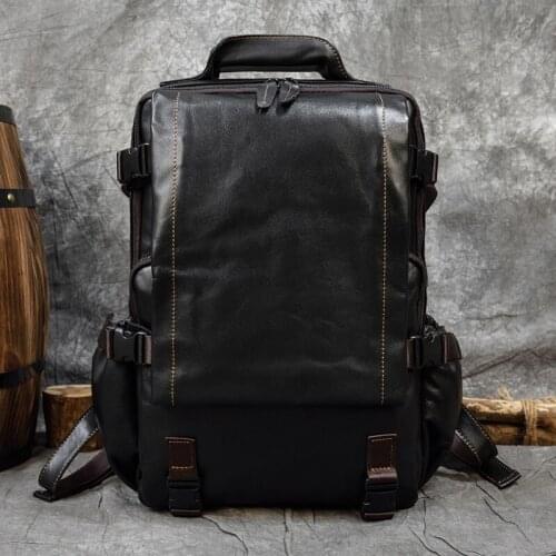 Women Black Brown Bagpack Bag for School Hot Fashion Genuine Leather Backpack Real Cowskin Travel Backpacks Men