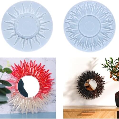 DIY Crystal Epoxy Resin Mold Sun Mirror Silicone Mould Home Bedroom Wall Hanging Decoration Crafts Makeup Mirror Making