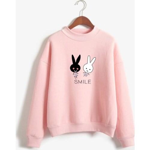 Y2k Hoodies Womens Sweatshirt Casual Fleece Turtleneck Catoon Print Tops Korean Vogue Streetwear Harajuku Kawaii Woman Clothe