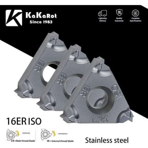 KaKarot MMT16ER 1.0/1.25/1.5/1.75/2.0/2.5/3.0ISO Carbide Insert Thread Turning Tool Insert For SER CNC Lathe Stainless-Steel