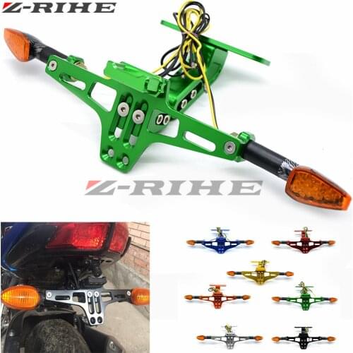 Universal Aluminum Motorcycle Adjustable Angle License Number Plate Frame Holder Bracket With for LED Turn Signal Light Blinker