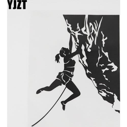 YJZT 11.8CMX15.2CM Cool Rock Climber Extreme Sports Vinyl Car Sticker Black/Silver 8A-0707