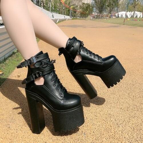 Women Boots Thick-bottomed Short Boots White Super High with Punk Performance High-heeled Short Shoes