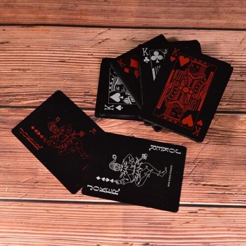 1Set High Quality Plastic Box Poker Black Playing Cards Family Game Waterproof