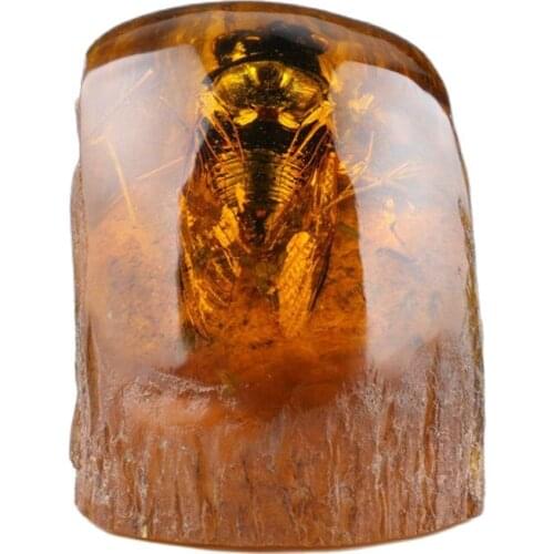 100% Natural Amber Statue w Cicada