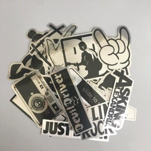 15Pcs/set Imitation Metal Waterproof Cartoon Sticker Trolley Case Suitcase Skateboard Graffiti Sticker Phone Tablet Sticker