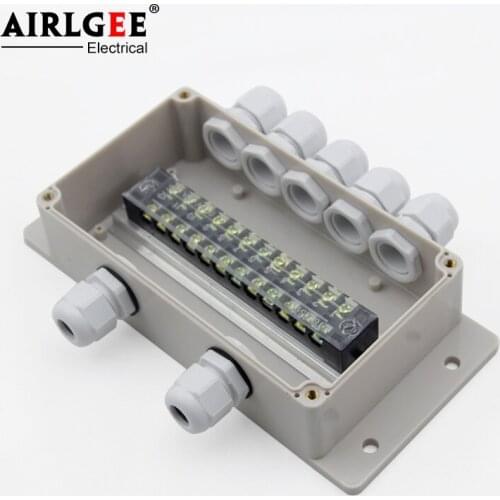 158*90*60mm 2 Inlet 5 Outlet with ear waterproof junction box with terminal power distribution box cable wiring box