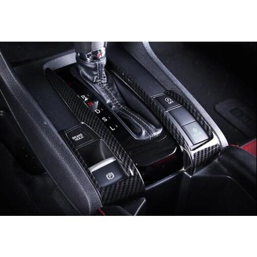 2Pcs/set Car Interior Gear Shift Box Panel Frame Strip Trim Sticker For Honda Civic 2016 2017 Bezel Mouldings ABS New