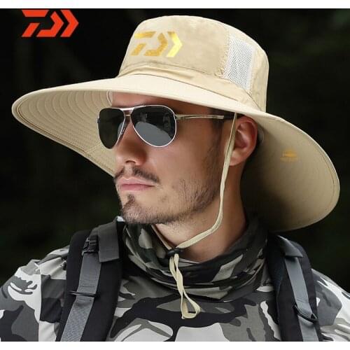 2020 DAIWA Brand Mens Fishing Cap Summer Big Brim Sun Shading Breathable Fisherman Hat Outdoor Sun Hat Waterproof Riding Cap