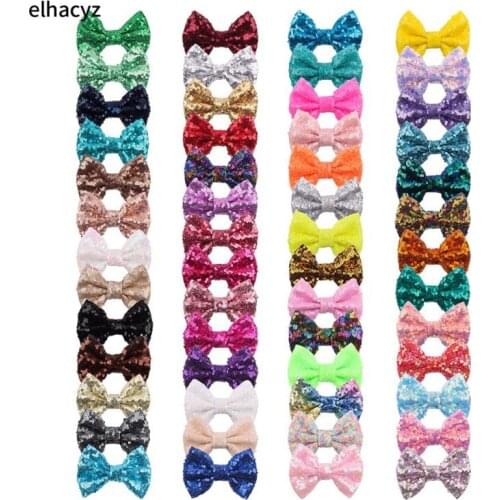 280pcs/lot 54 colors Chic Glitter 4" Sequins Bow Without Clip Hot-sale DIY Hair Accesories High-quality