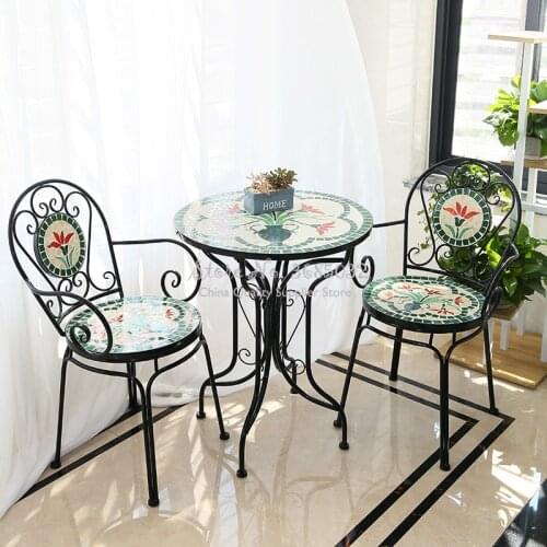 60cm American Rural Iron Art Retro Outdoor Folding Table & Chair Suite Outdoor Courtyard Table And Chair Garden Balcony