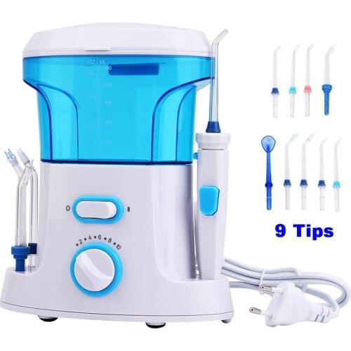 9pcs Tips Oral Irrigator Portable Dental Water Flosser Jet 600ml Irrigator Dental Teeth Cleaner Water Jet Toothbrush EU Plug