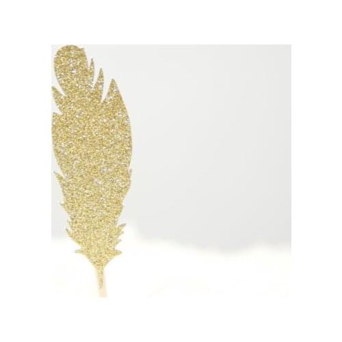 Antique gold glitter feather cupcake toppers Wedding Food treat Picks Bridal shower Bachelorette party decorations