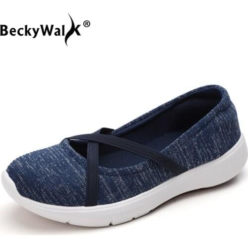 Spring Women Sneakers Flat Shoes Woman Breathable Mesh Cross Elastic Band Ballet Flats Ladies Slip On Flats Loafer Shoes WSH3288