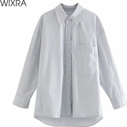 Wixra Womens Cotton Shirts Special Color Basic Long Sleeve OL Style New Fashion Blouse Autumn Spring Tops