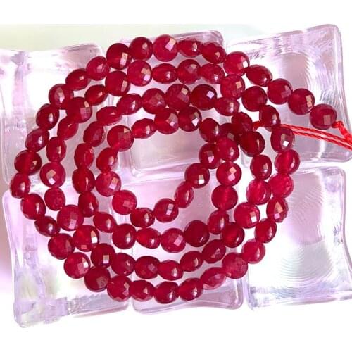 4mm Natural Red Jades Stone Beads 15'' Faceted Coin Button DIY Loose Beads For Jewelry Making Beads Necklace Bracelet Earring