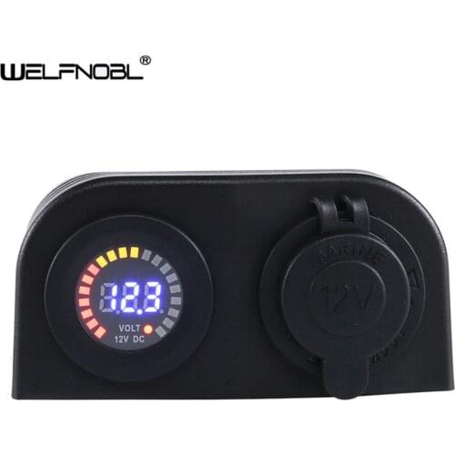Colorful ABS Material Measuring Range Black Llluminated Round Voltmeter Cigar Socket