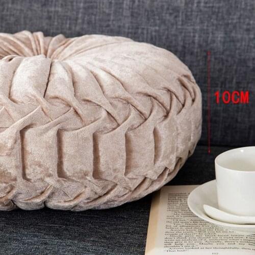 G32A European Style Throw Pillow Luxury Velvet Cushion Pleated Fabric Handmade Round Wheel Pumpkin Seat Cushions