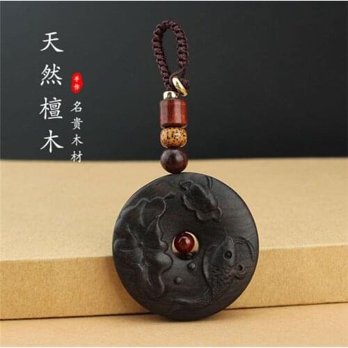 Ebony Fish Keychain ebony wood key chain car pendant bag charms wholesale ethinc vintage keychains women men jewelry