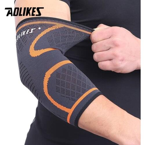 AOLIKES 1 Pair Elastic Elbow Pads Basketball Tennis Elbow Support Protector Gear Breathable Elbow Brace Sport Safety Accessories