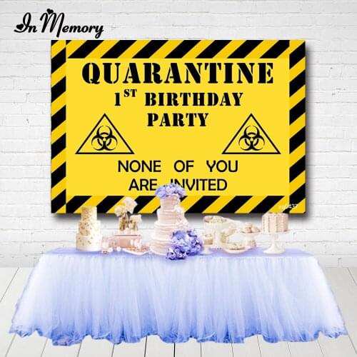 InMemory 7x5ft Yellow Theme Quarantine 1st Birthday Party Backdrop None Of You Are Invited Photography Backgrounds Custom