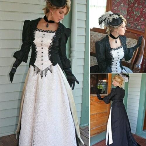 History!Customer-made Black Victorian dress 1860s Civil war Dress Scarlett Theater Costume Halloween Renaissance Dress V-456