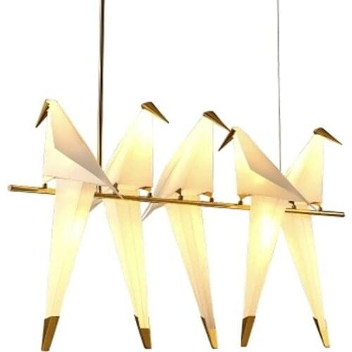 Nordic Modern Paper Crane Metal Chandelier For Restaurant Living Room Dining Room Childrens Room LED Bird Design Pendant Lamp