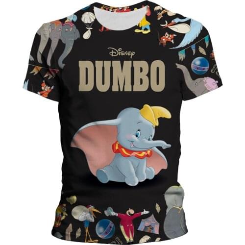 Disney Fashion Dumbo Cartoon 3D Print T-Shirt O-Neck Pullover Short Sleeve Casual Sweet Stylish Mens Women Children Tee Tops