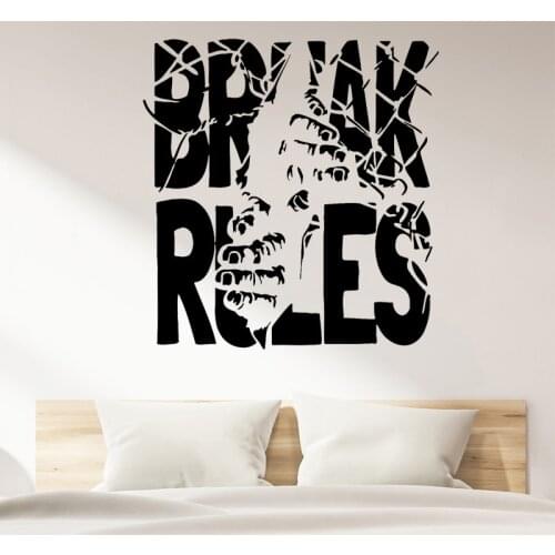Motivational Quote Wall Sticker Quotes Break Rules Decal Chain Hands Stickers Inspirational Home Decor Living Room Decoration