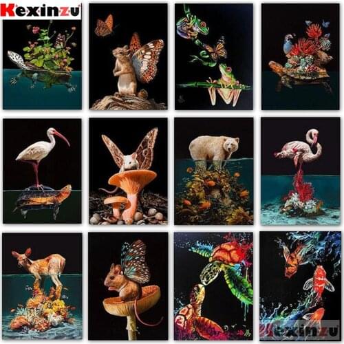 5D Diamond Painting Kit dark animal Flamingo fish deer Sea turtle mouse Full Square&Round embroidery mosaic Cross stitch Paint